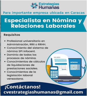 Especialista en nomina y relaciones laborales